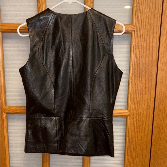Black Leather Vest with Detailing - Picture 3 of 8